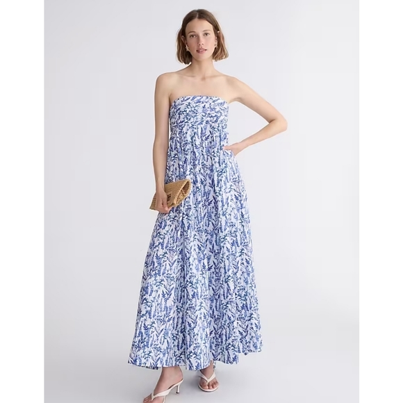 J.Crew Collection strapless bow-back maxi dress in meadow print - Picture 2 of 15